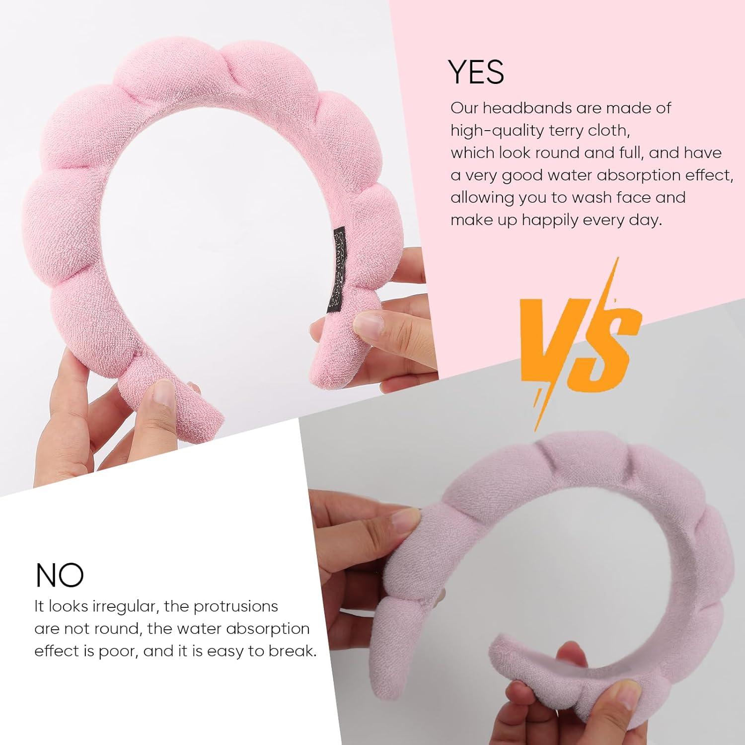 DRESHOW Schwamm-Stirnband Wolken Frottee Makeup Hautpflege 2pcs Schwarz Pink