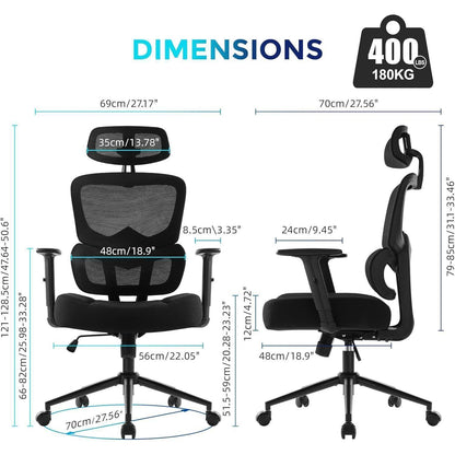 IWMH Großer Ergonomischer Bürostuhl Schwarz