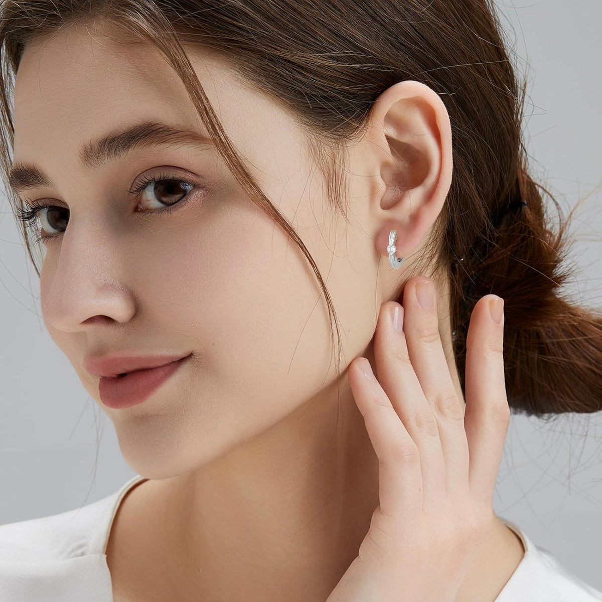 Creolen Silber 925 Damen mit Zirkonia Stein Antiallergisch