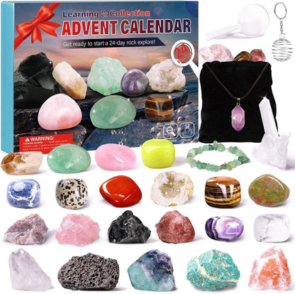 Kristalle Adventskalender 2024 für Kinder Weihnacht Geschenk Gesteine