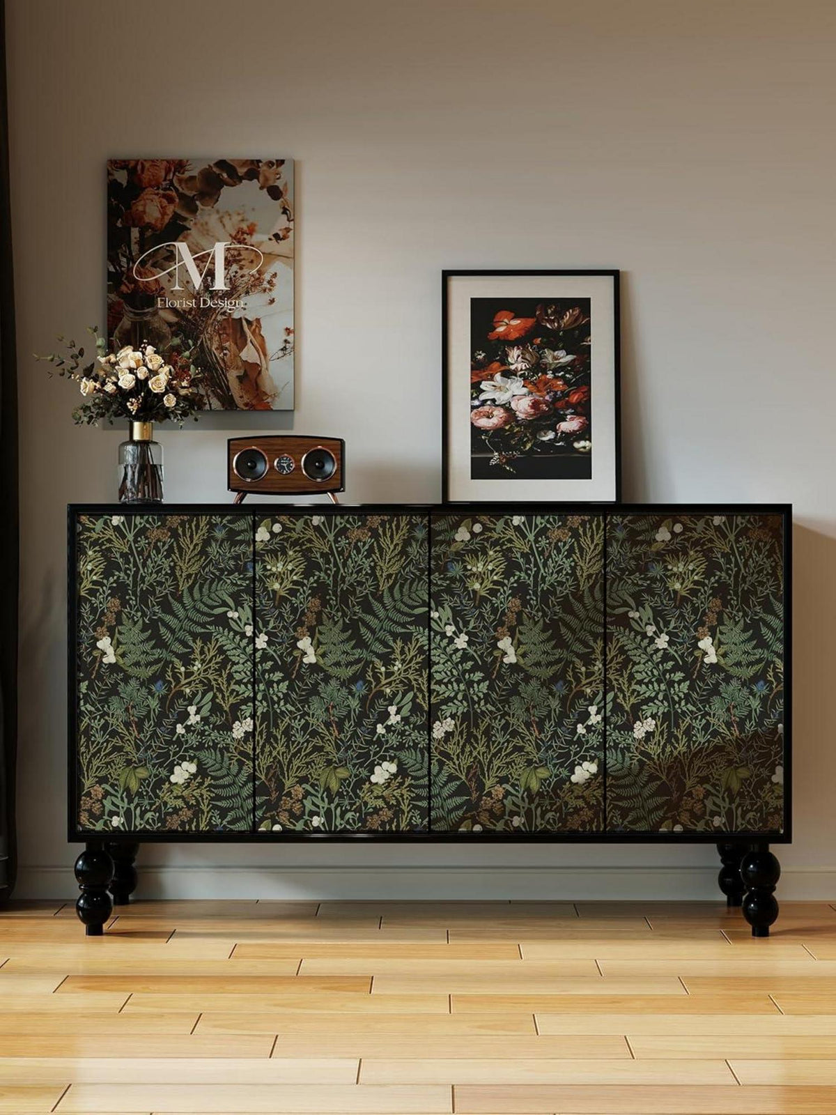 Selbstklebende Tapete Floral Blätter PVC Vinyl Wanddeko 0.4 x 3 m