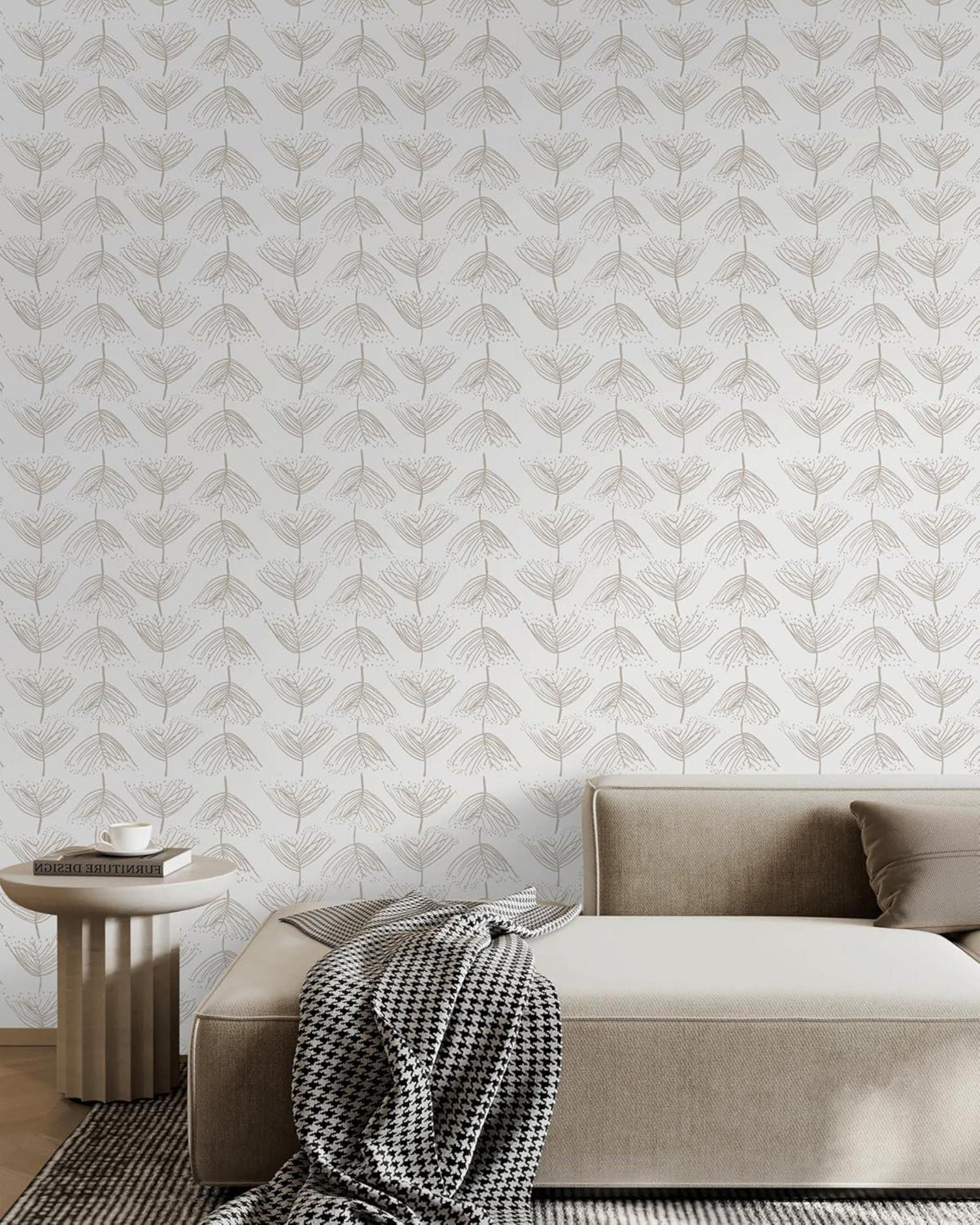 Selbstklebende Tapete Möbelaufkleber Beige Sequenzblüte 0.4W x 3L m