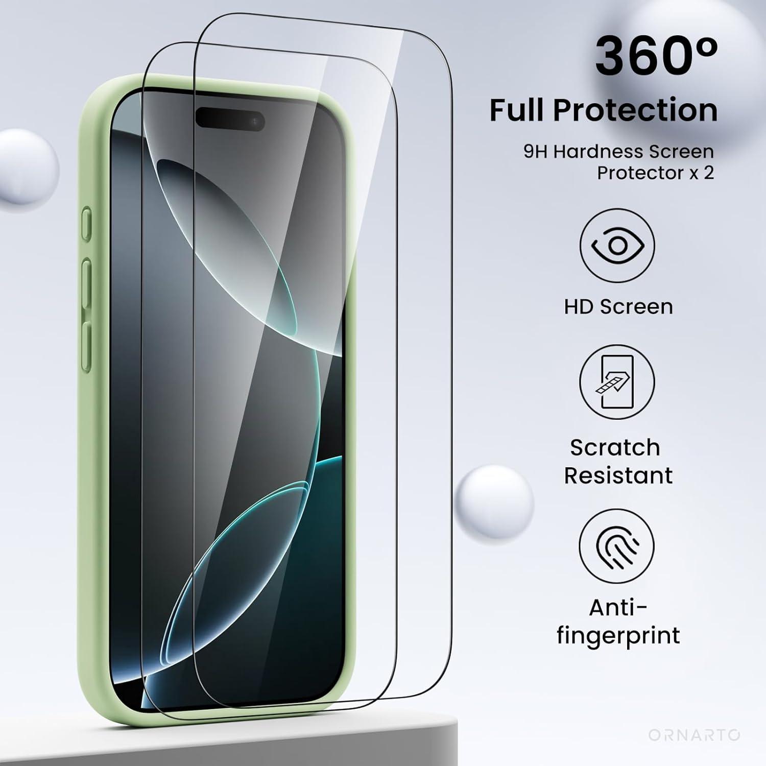 iPhone 16 Pro Hülle flüssiges Silikon Kameraschutz 6.3 Zoll Hellgrün