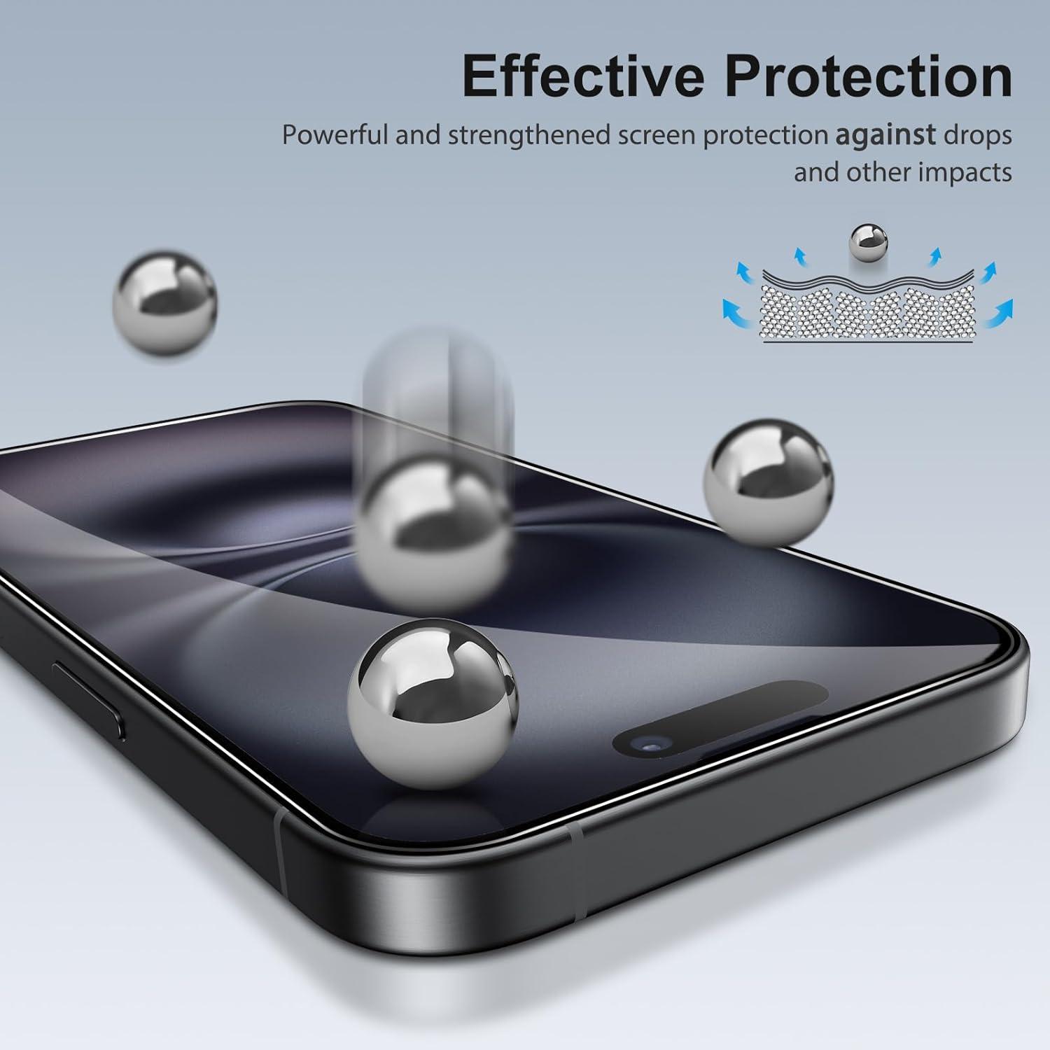 SPARIN iPhone 16 Panzer Schutzglas 3+3 Stk. Bläschenfrei HD-Klar 9H
