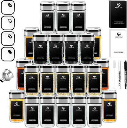Gewürzgläser Set 35 drehbare Gewürzdosen 120ml mit Etiketten