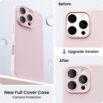 ORNARTO iPhone 16 Pro Hülle rosa - Kameraschutz, 2 Schutzfolien, flüssiges Silikon 6.3 Zoll
