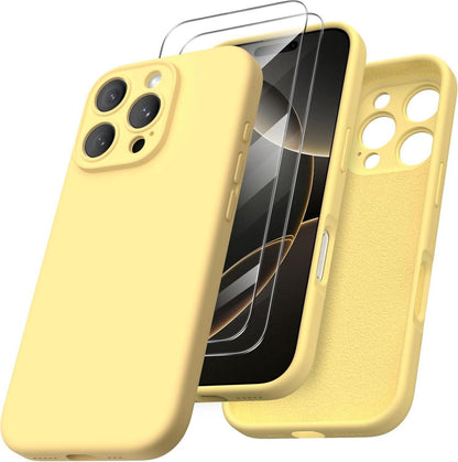 iPhone 16 Pro Hülle mit Kameraschutz und Schutzfolien, flüssiges