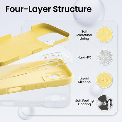 iPhone 16 Pro Hülle flüssiges Silikon Kameraschutz 2 Schutzfolien Gelb
