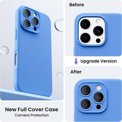 ORNARTO iPhone 16 Pro Hülle Kameraschutz 2 Schutzfolien Silikon Himmelblau