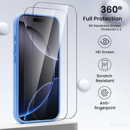 iPhone 16 Pro Hülle blau mit Kameraschutz, Schutzfolien & Mikrofaser