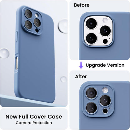 ORNARTO iPhone 16 Pro Hülle - Kameraschutz, 2 Schutzfolien - Flüssiges Silikon - Stoßfeste Schutzhülle - 6.3 Zoll - Französisch Blau