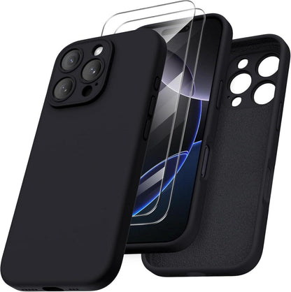 iPhone 16 Pro Flüssigsilikon Hülle Kameraschutz Schwarz