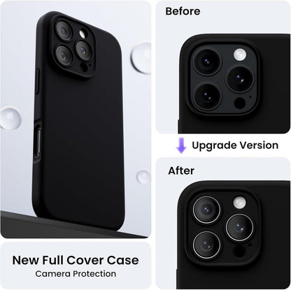 iPhone 16 Pro Hülle Schwarz mit Kameraschutz & 2 Schutzfolien