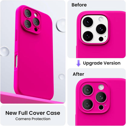 iPhone 16 Pro Hülle mit Kameraschutz und Schutzfolien - 6.3 Zoll - Leuchtend Rosa