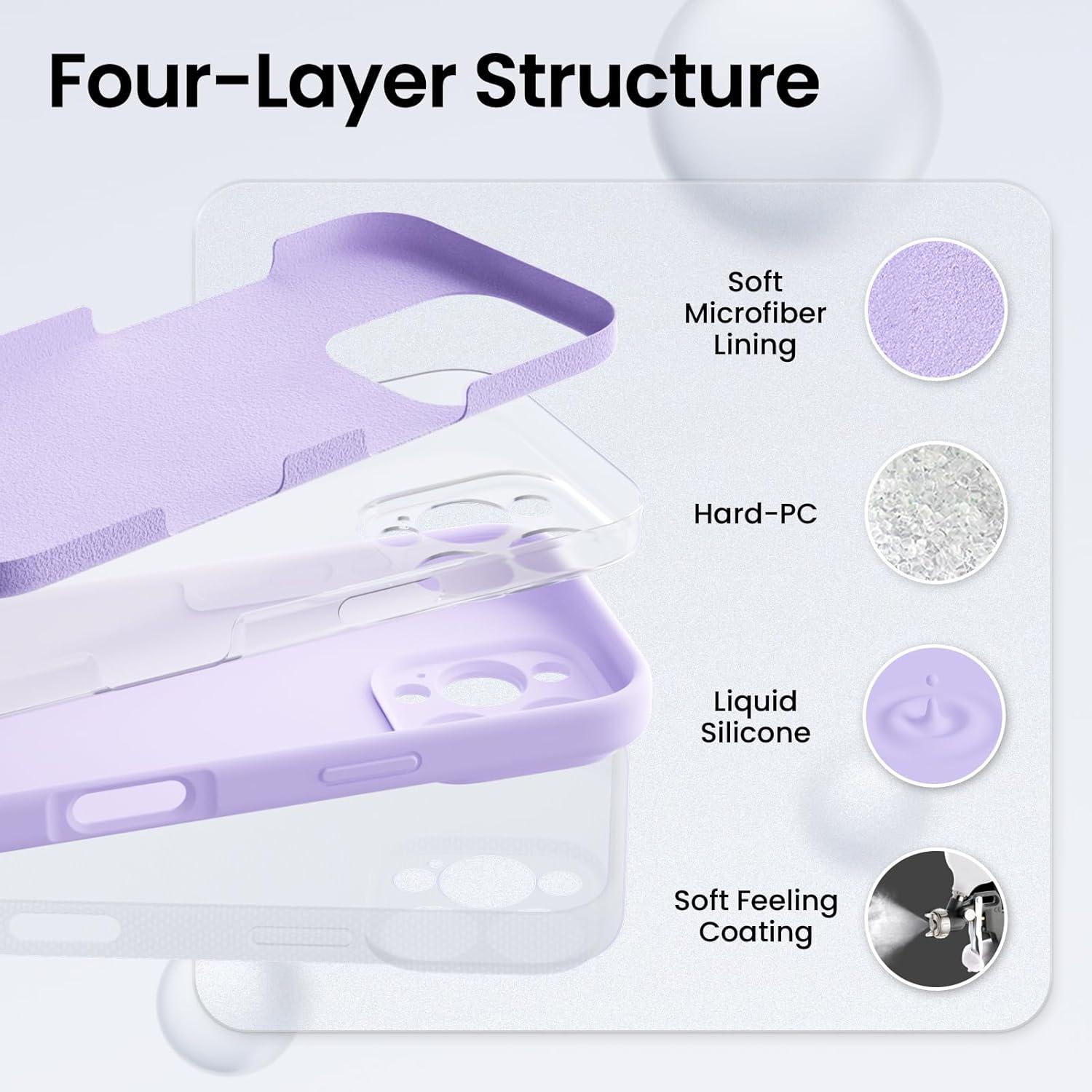 ORNARTO iPhone 16 Pro Hülle Silikon Kameraschutz 2 Schutzfolien 6.3 Zoll