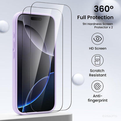 Hülle für iPhone 16 Pro mit Kameraschutz, 2 Schutzfolien, flüssiges