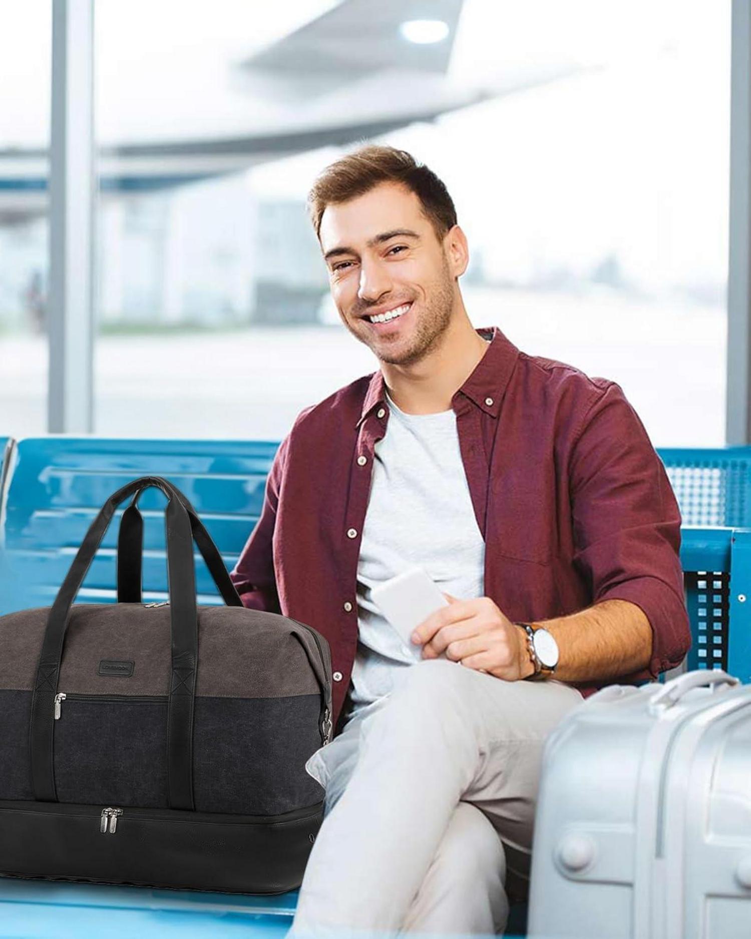 Moderne LOVEVOOK Reisetasche Weekender Herren 56L Handgepäck Sporttasche mit