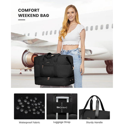Reisetasche Damen Weekender mit Schuhfach & Nassfach, Handgepäck 60L