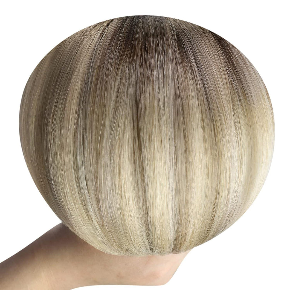 Clip-in Echthaar Extensions Dunkelbraun Ombre Blond 50cm