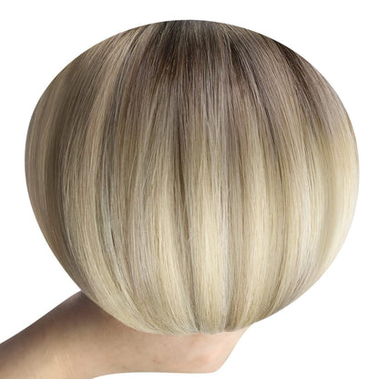 Clip-in Echthaar Extensions Dunkelbraun Ombre Blond 50cm