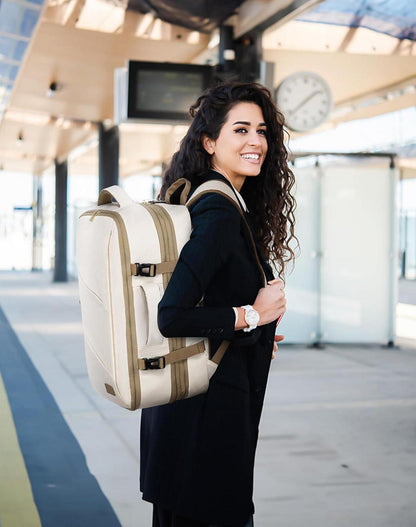 Rucksack Handgepäck Flugzeug Laptop Daypack 30L Wasserfest Beige Khaki