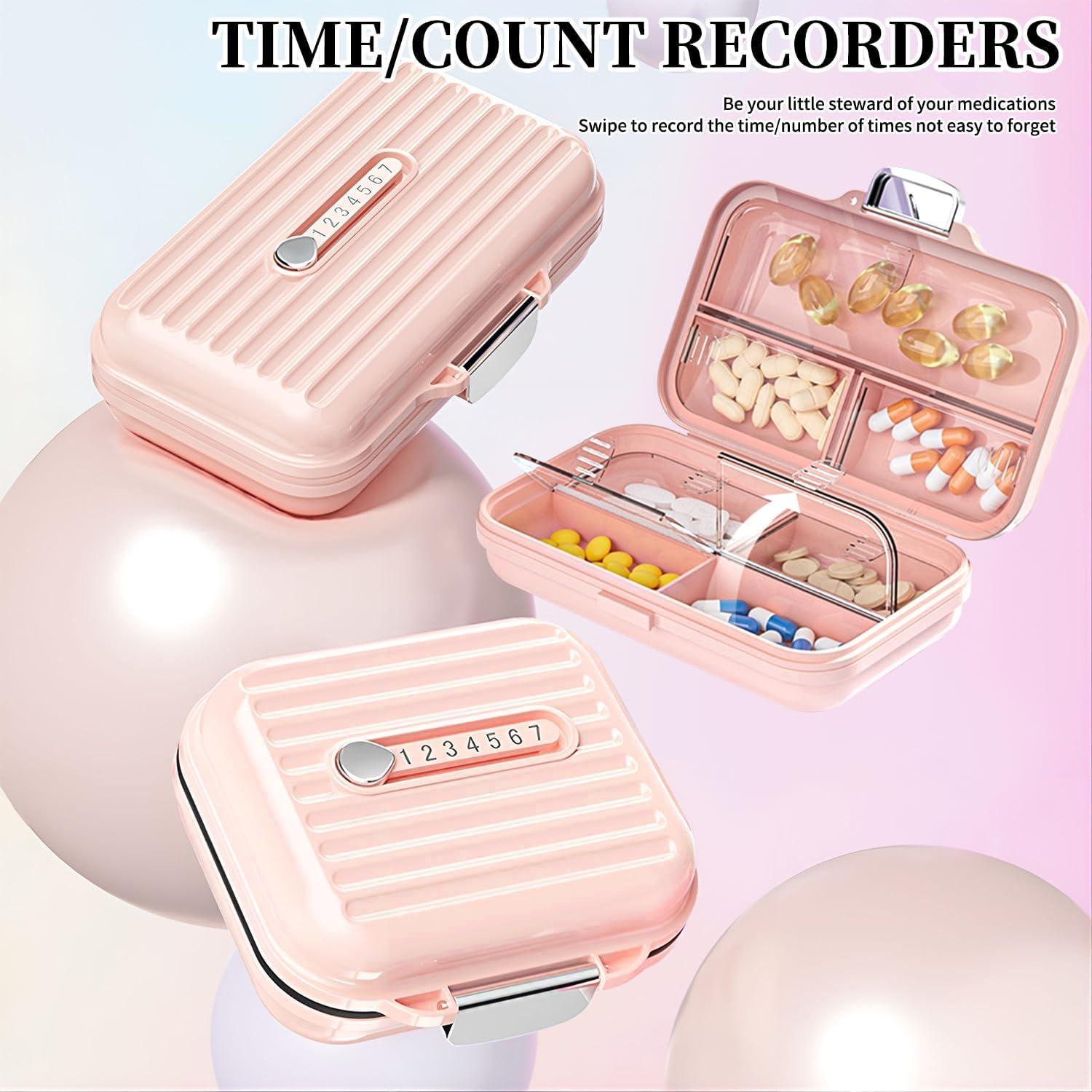 Tablettenbox 7 Tage für unterwegs Groß-Pink Organizer Pillenbox
