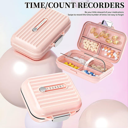 Tablettenbox 7 Tage für unterwegs Groß-Pink Organizer Pillenbox