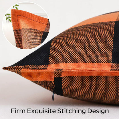 2x Kissenbezug Buffalo Plaid Schwarz Orange 30x50cm