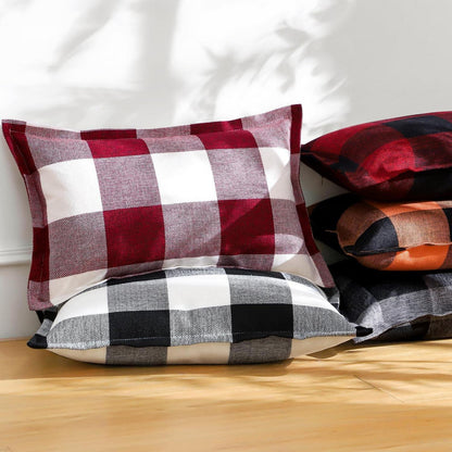 2x Kissenbezug Buffalo Plaid Schwarz Orange 30x50cm