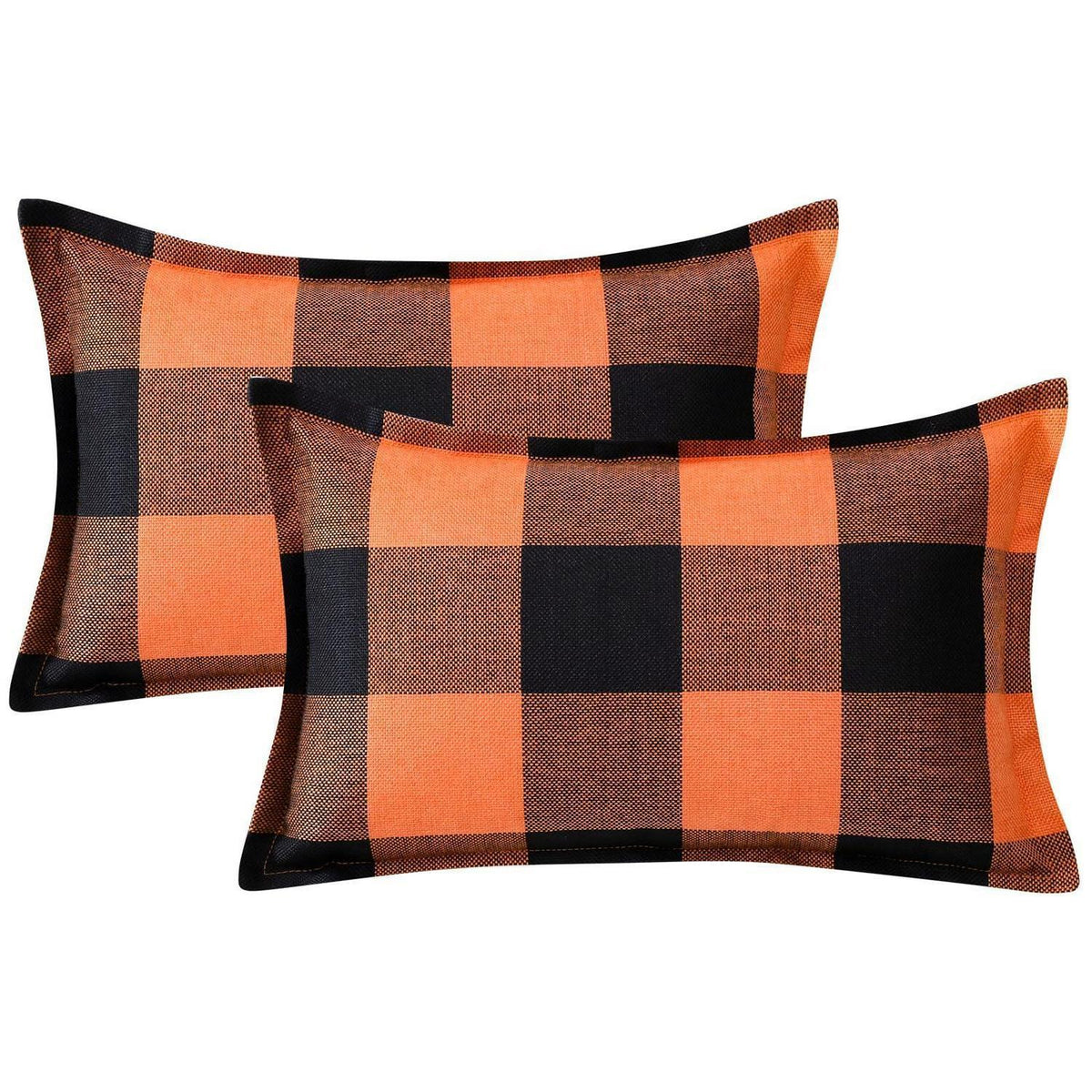 2x Kissenbezug Buffalo Plaid Schwarz Orange 30x50cm