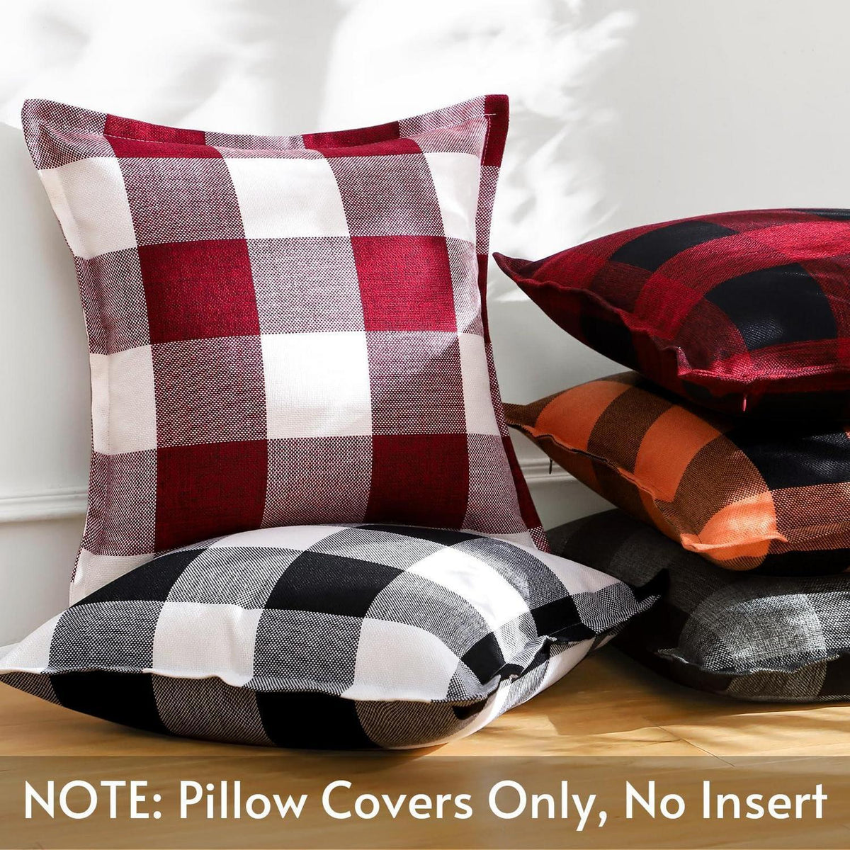 2x Kissenbezug Buffalo Plaid Schwarz Rot 40x40cm