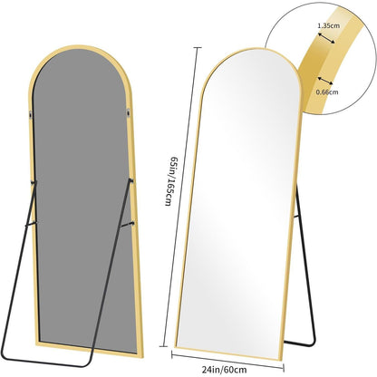Großer Gewölbter Standspiegel 165x60cm mit Goldrahmen