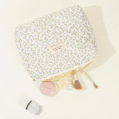 3-teiliges Aesthetic Baumwolle Kosmetiktasche Set Blumen Reise Make-up Bag
