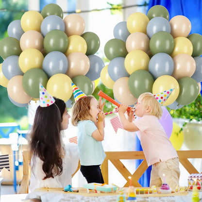 60er Packung Luftballons 12 Zoll in Salbeigrün Gelb Blau für Party Deko