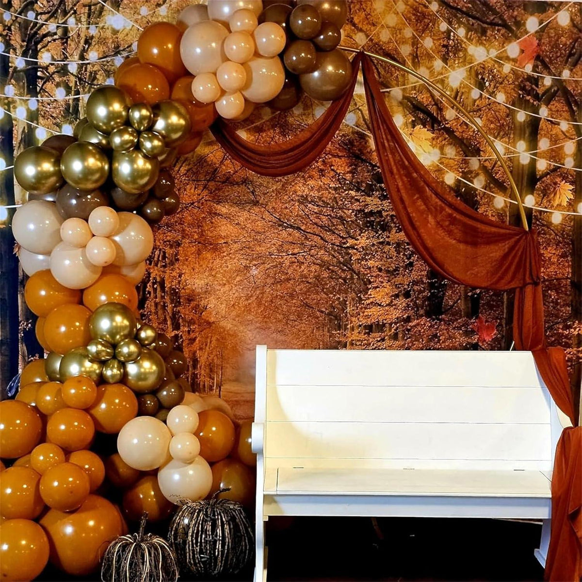 Luftballon Orange Braun Retro Metallic Gold Ivory Beige 60 Stück 12