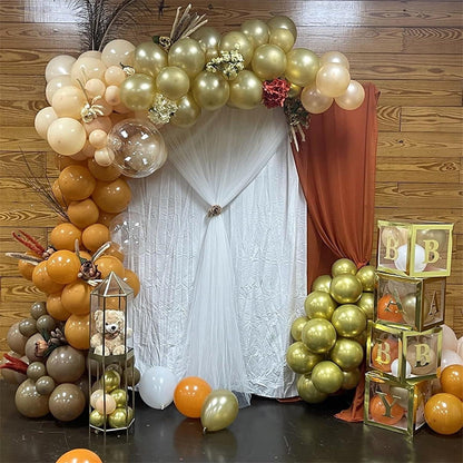 Luftballon Orange Braun 60 Stk 12 Zoll Metallic Gold Elfenbein Beige
