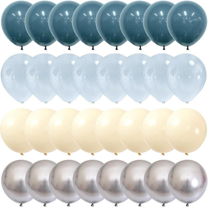Blau Beige Luftballons 60 Stück 12 Zoll Metallic Silber Helium Latex für Party Hochzeit Taufe