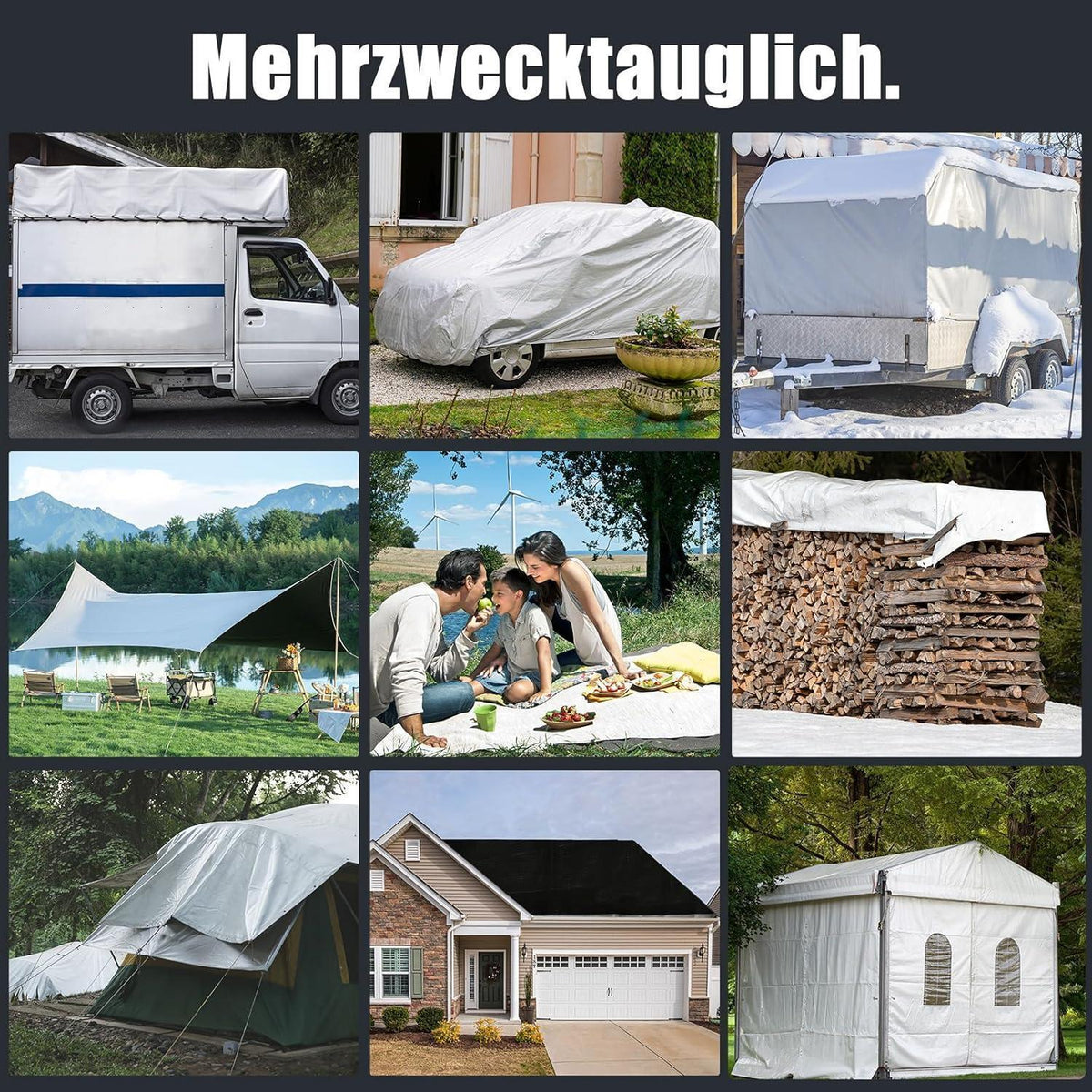 Abdeckplane 4x8m wasserdicht UV-stabil für Garten & Auto