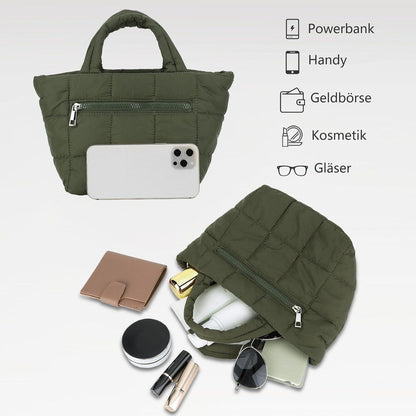 Mini Puffer Umhängetasche gesteppt mit Reißverschluss & Gurt