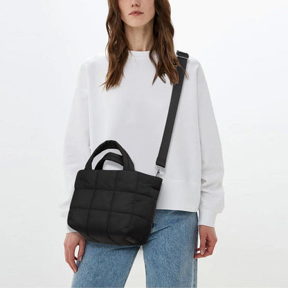 Puffer Umhängetasche mit Reißverschluss und abnehmbarem Crossbody-Gurt