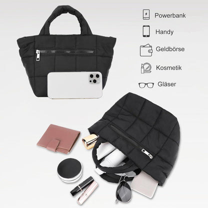 Mini Puffer Tote Bag mit Reißverschluss Gesteppte Umhängetasche