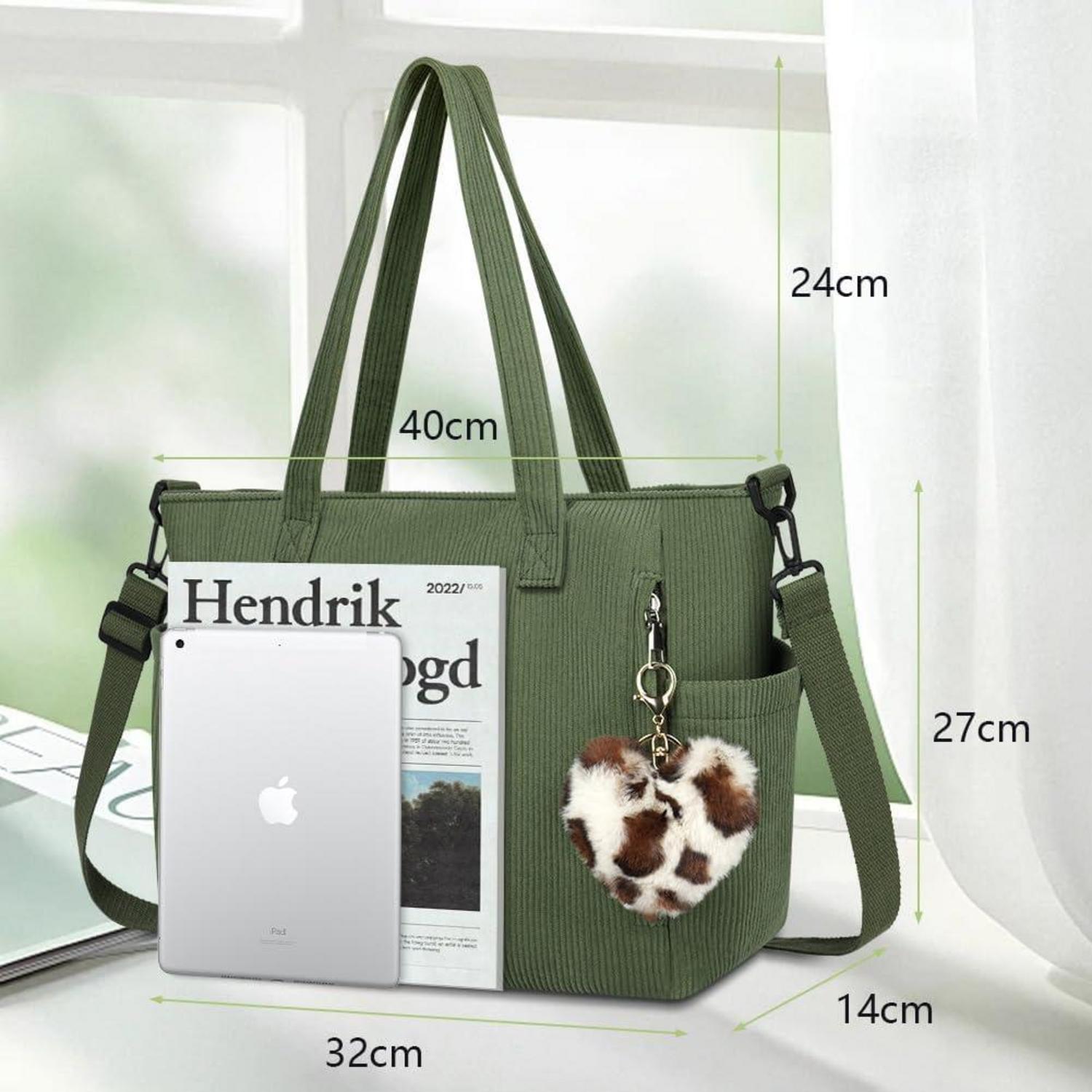 Damen Kord Groß Handtasche Cord Tote Bag Umhängetasche