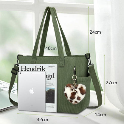Damen Kord Groß Handtasche Cord Tote Bag Umhängetasche