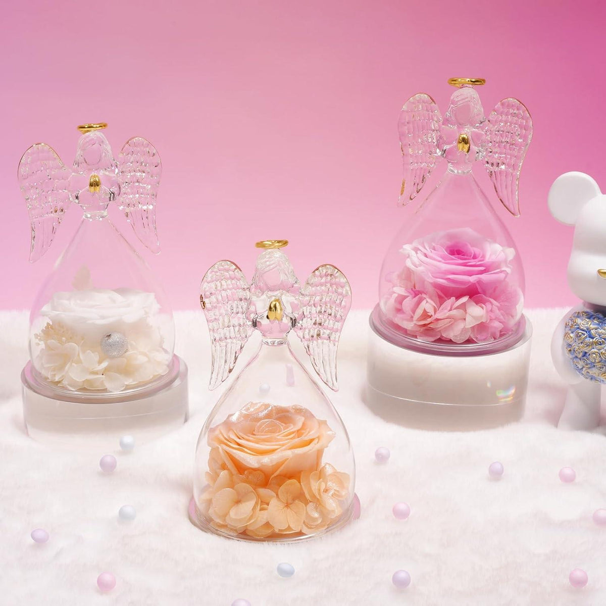 Ewige Rose Engel Glaskuppel Geschenkbox für Frauen Weihnachten
