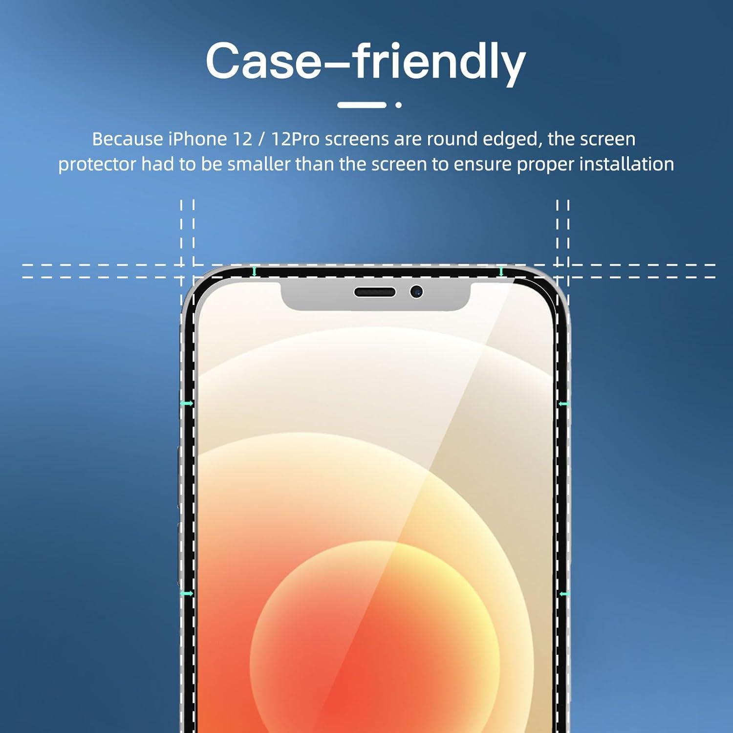 Sichtschutz Panzerglas iPhone 12 Pro 6,1 Zoll 9H Härte 3er Set