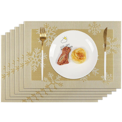 Platzsets Weihnachten 6er Set Gold abwaschbar & hitzebeständig