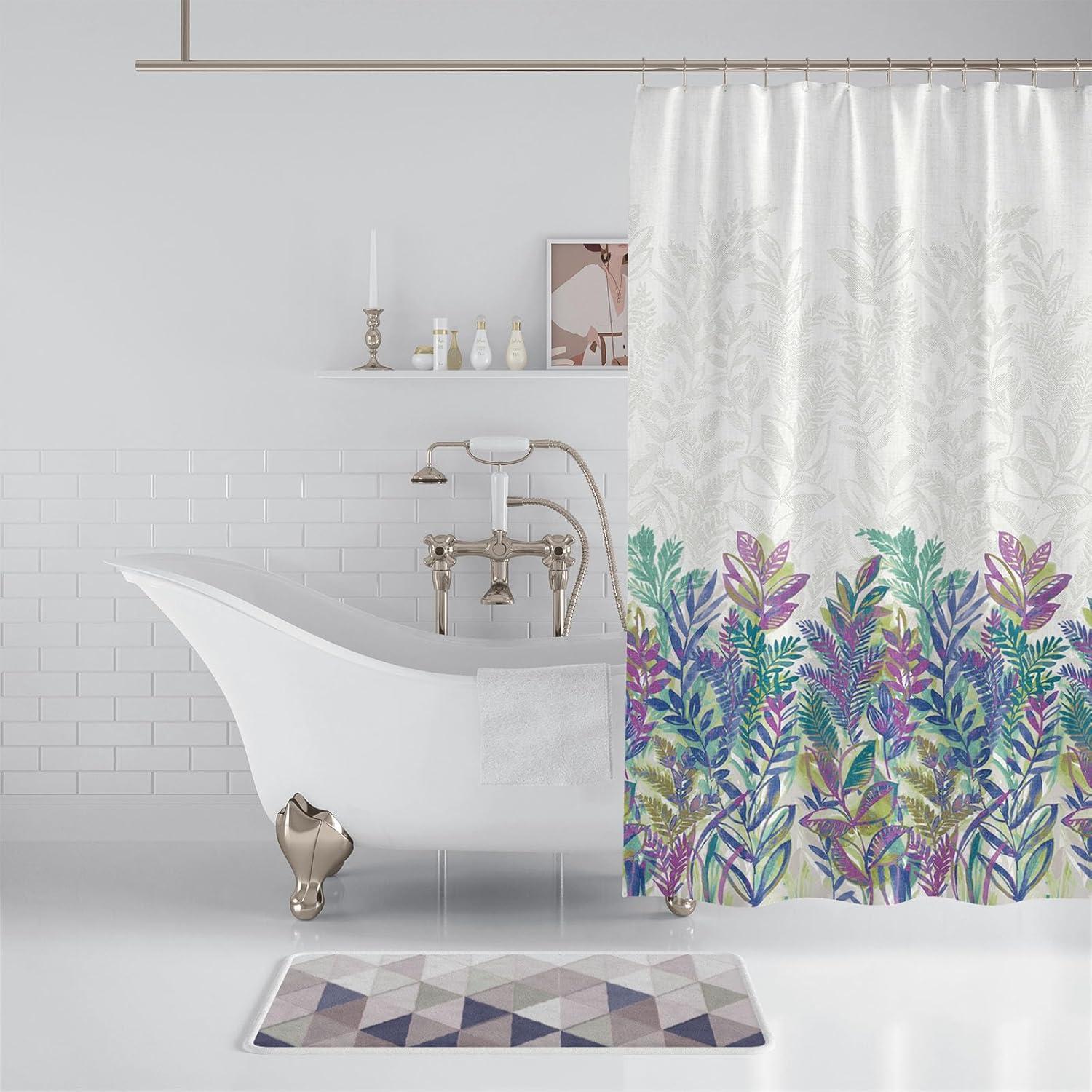 Duschvorhang Anti-Schimmel 180x180 lila Blätter Polyester