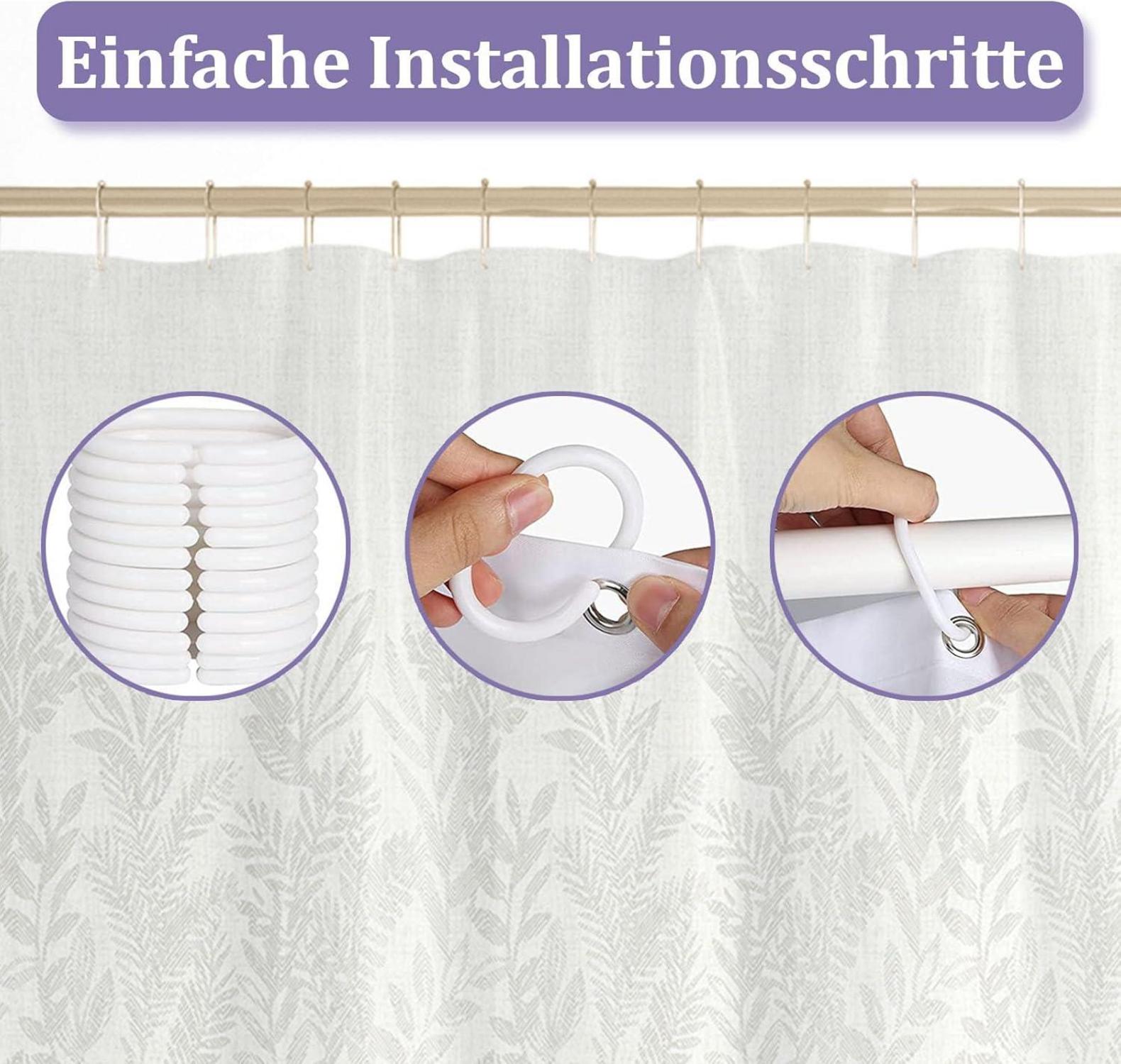 Duschvorhang Anti-Schimmel 180x180 lila Blätter Pflanzen Polyester