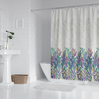Duschvorhang 180x180 Anti-Schimmel lila Blätter Pflanzen Polyester