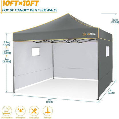 Pop Up Pavillon 3x3m Wasserdicht Stabil Winterfest mit 4 Seitenwänden Grau